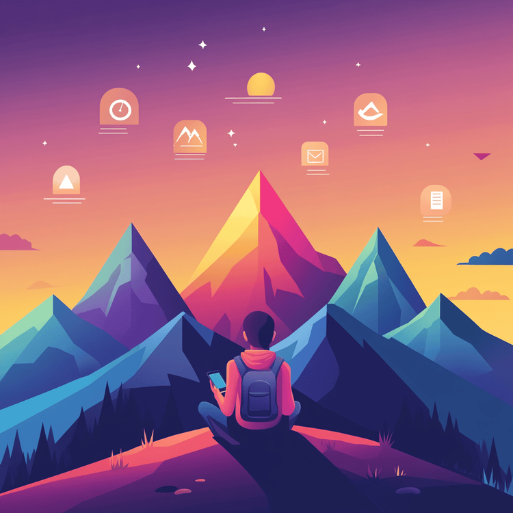 Contemplative person at crossroads, labeled paths converging to warm glow, clean illustration style